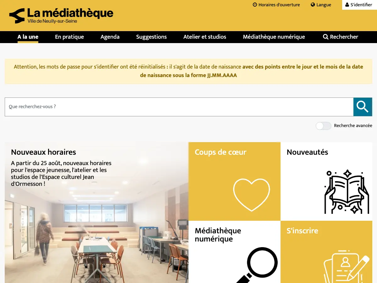 Médiathèque de Neuilly sur Seine's website