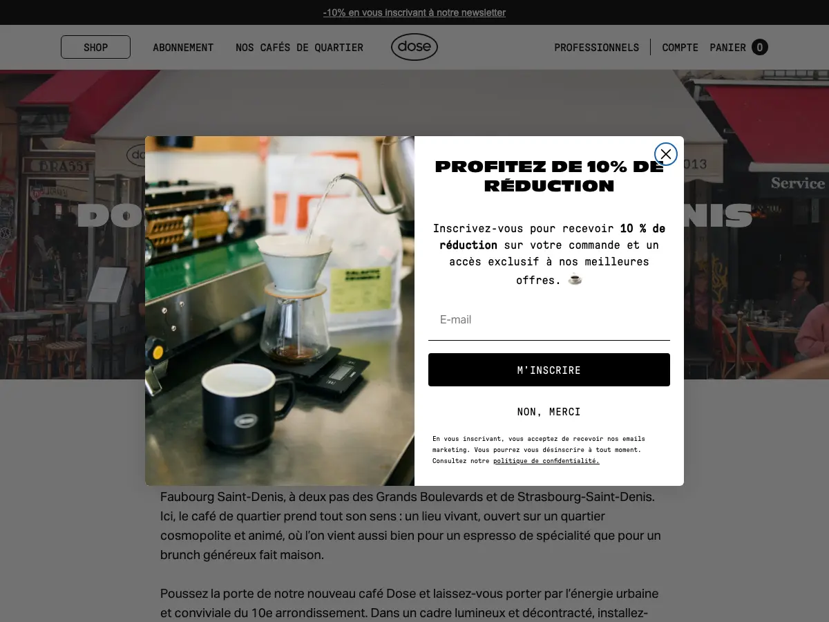 Café Dose's website