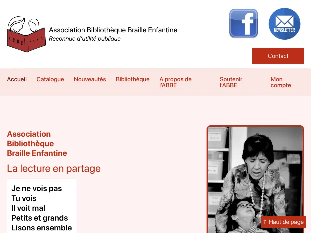 Association Bibliothèque Braille Enfantine's website