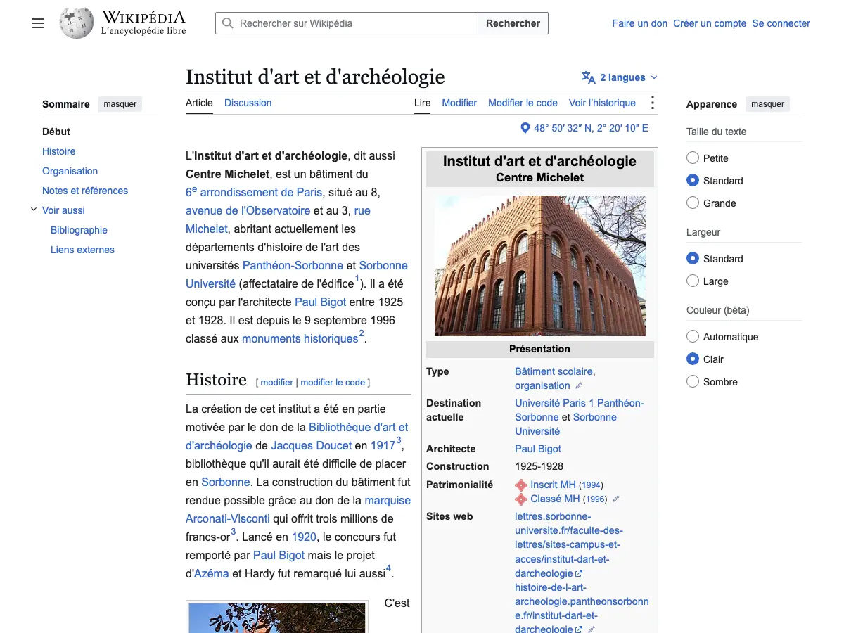 Bibliothèque Michelet's website