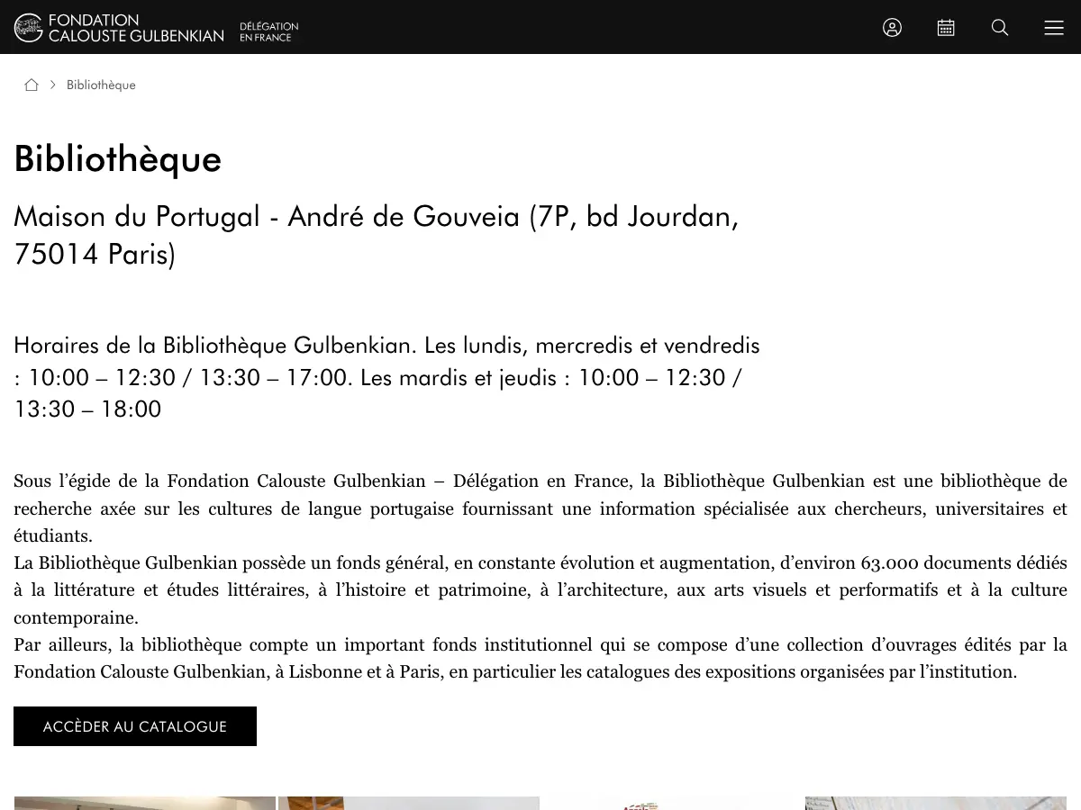 Bibliothèque Gulbenkian's website