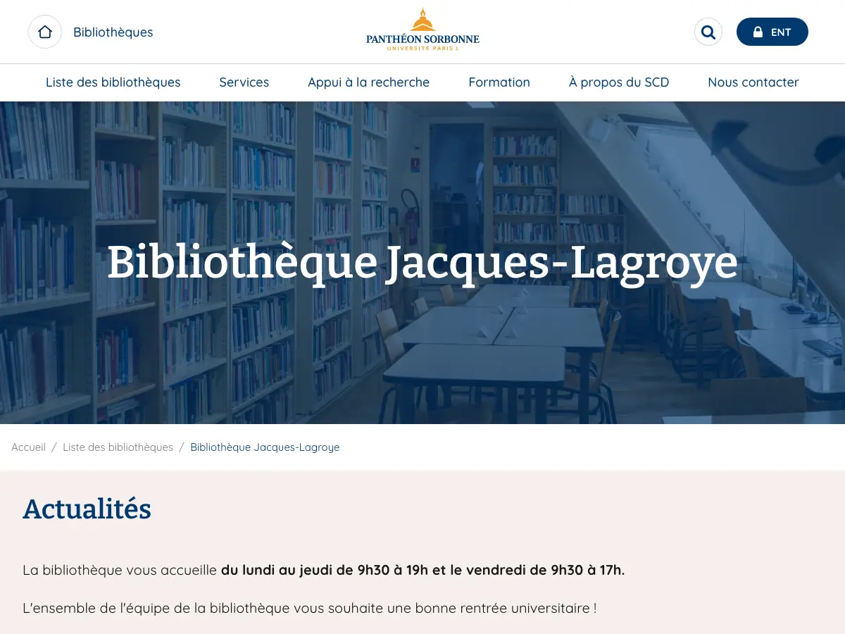 Bibliothèque Jacques-Lagroye's website