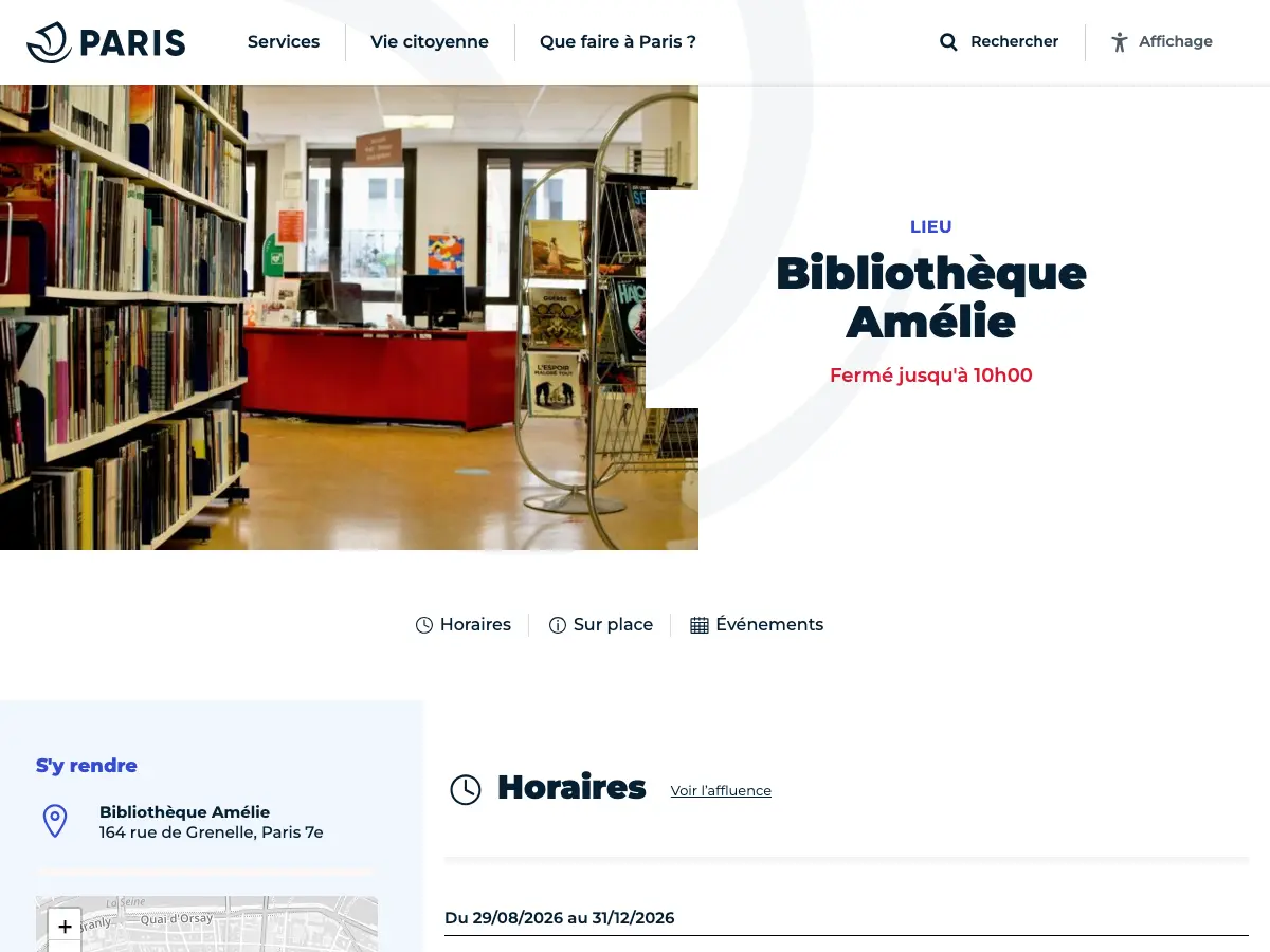 Library Amélie's website