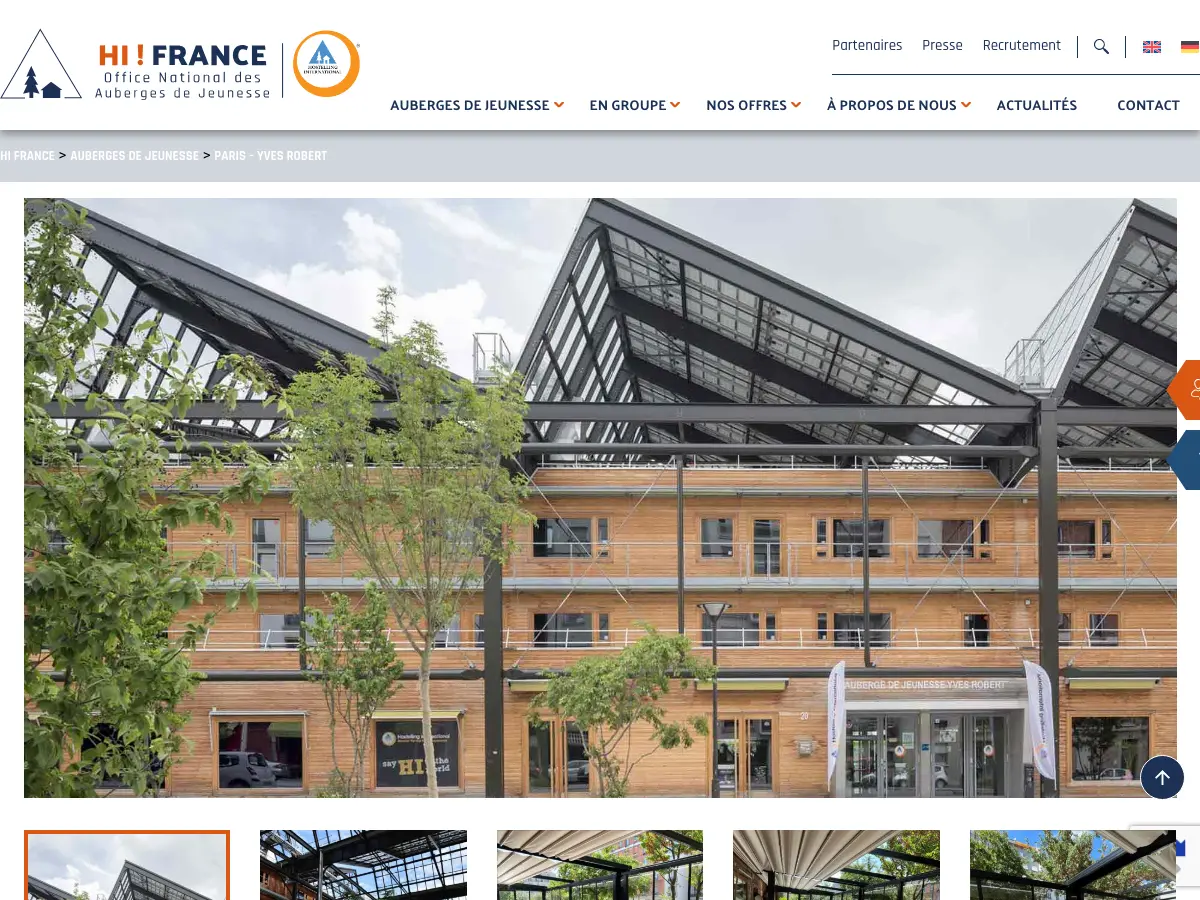 Auberge de Jeunesse Paris Yves Robert's website