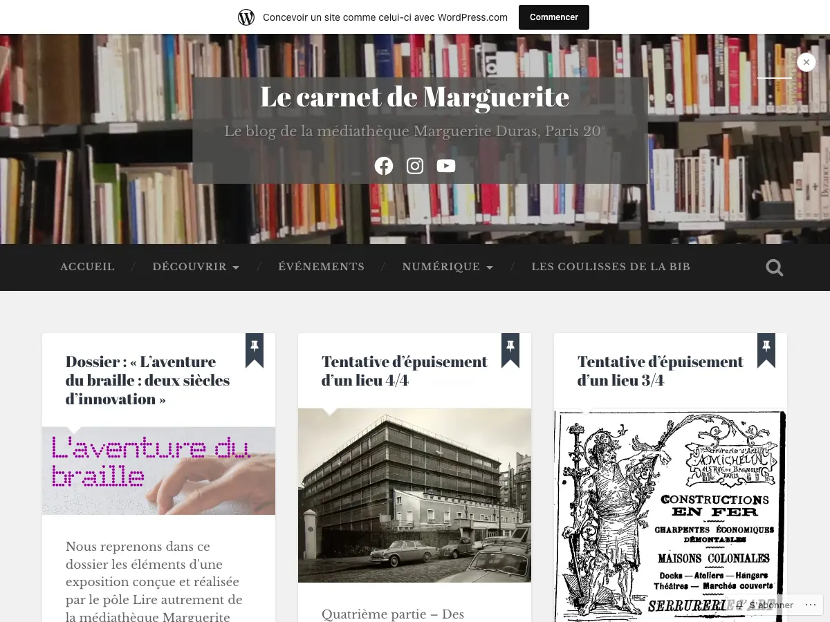 Médiathèque Marguerite Duras's website
