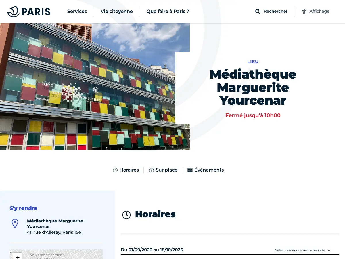 Médiathèque Marguerite Yourcenar's website