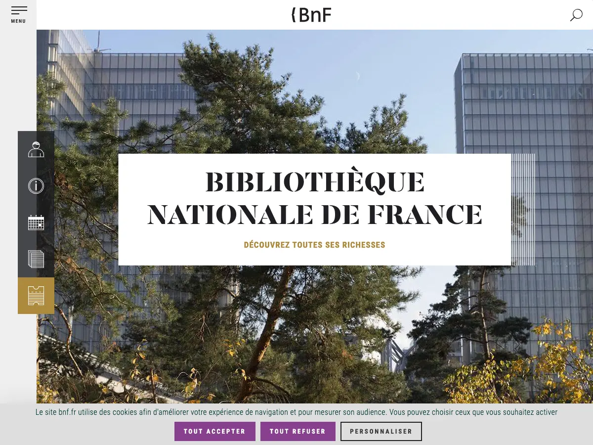 Paris Bibliothèque Nationale's website