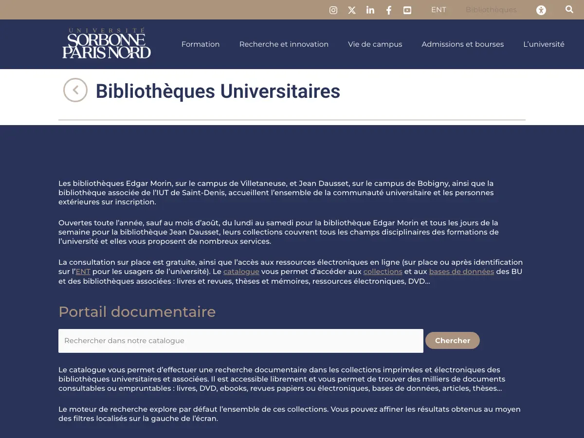 Bibliothèque Universitaire Edgar Morin's website