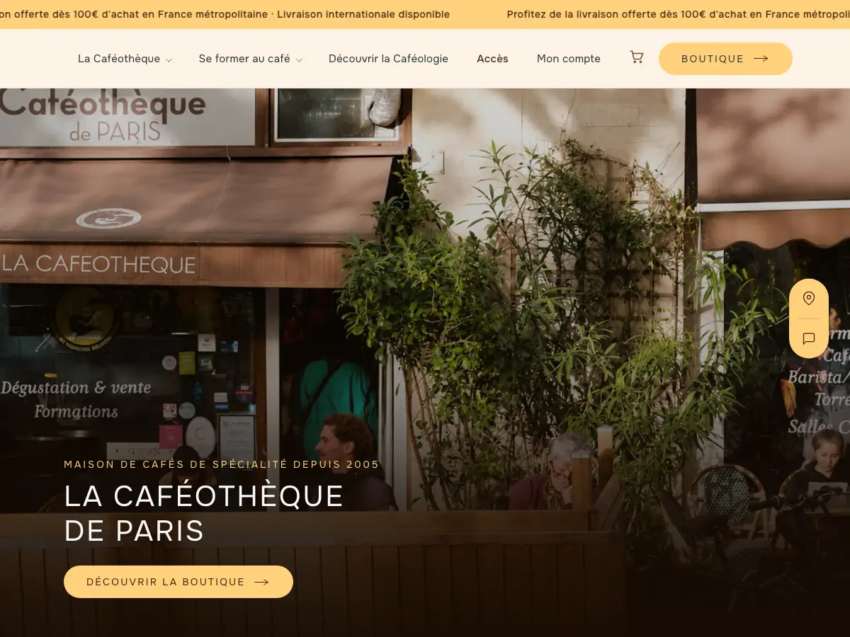 The Caféothèque of Paris's website