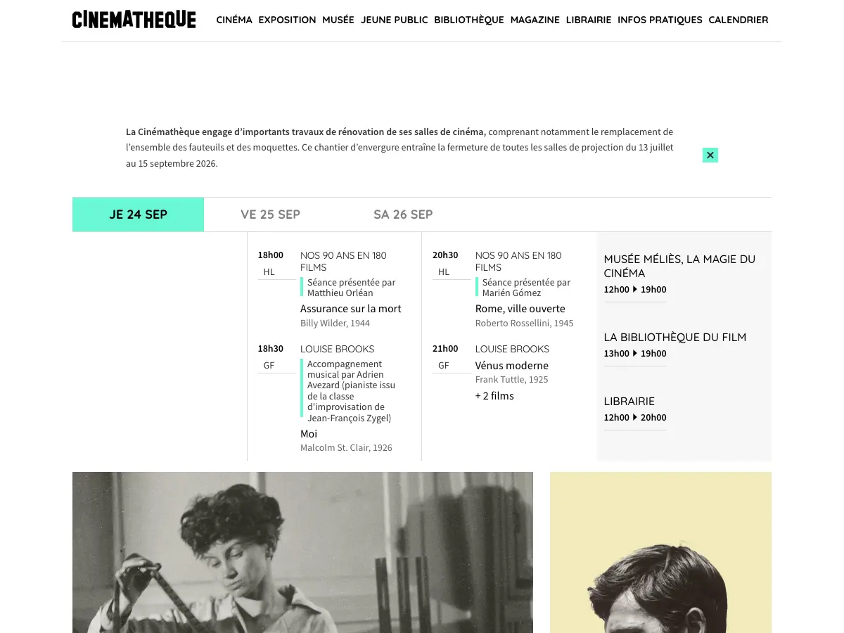 Bibliothèque du Film's website