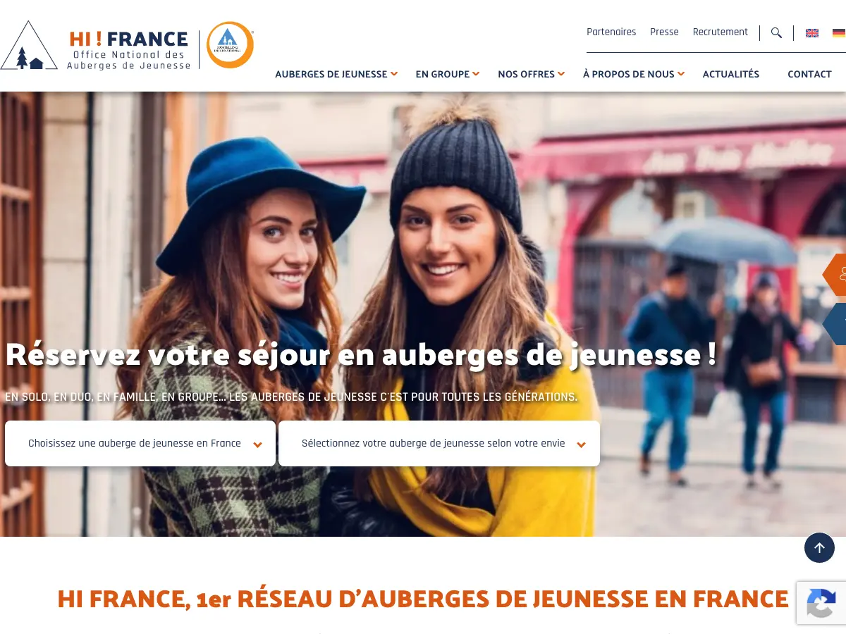 Auberge de jeunesse's website