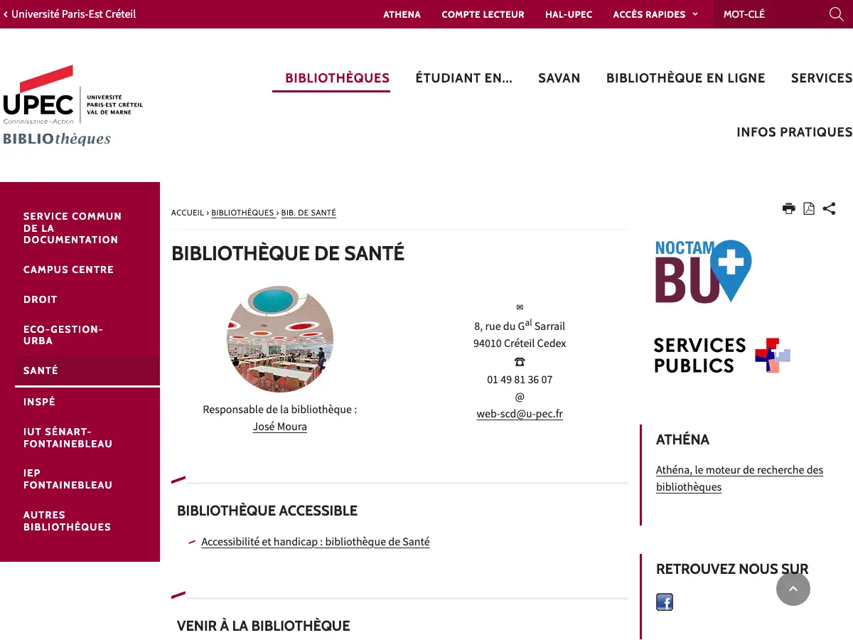 Bibliotheque Universitaire Sante UPEC's website