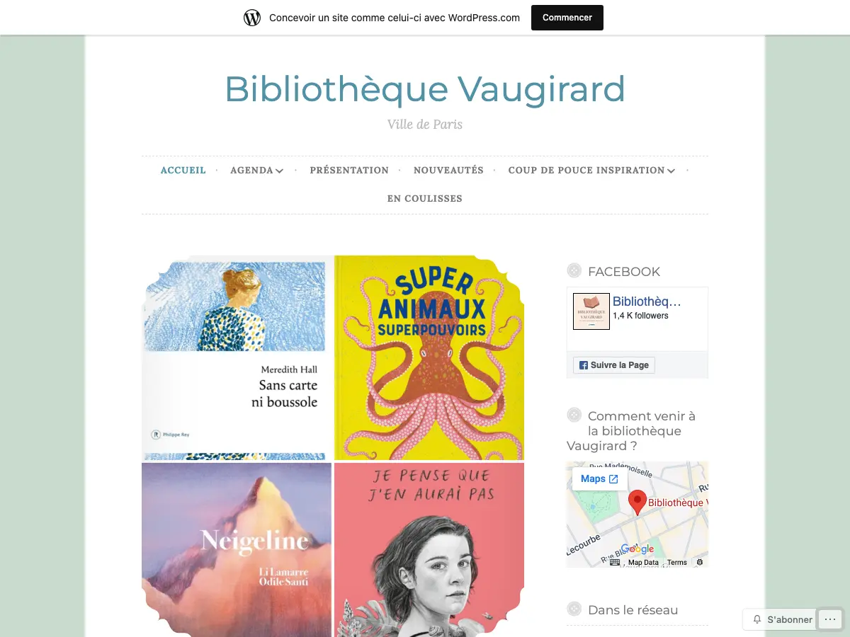 Bibliothèque Vaugirard's website