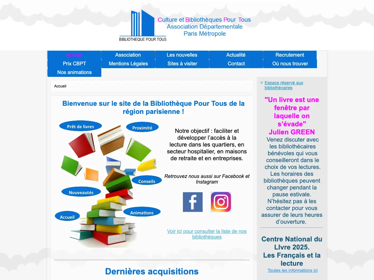 Bibliothèque Pour Tous Boulogne Gallieni's website