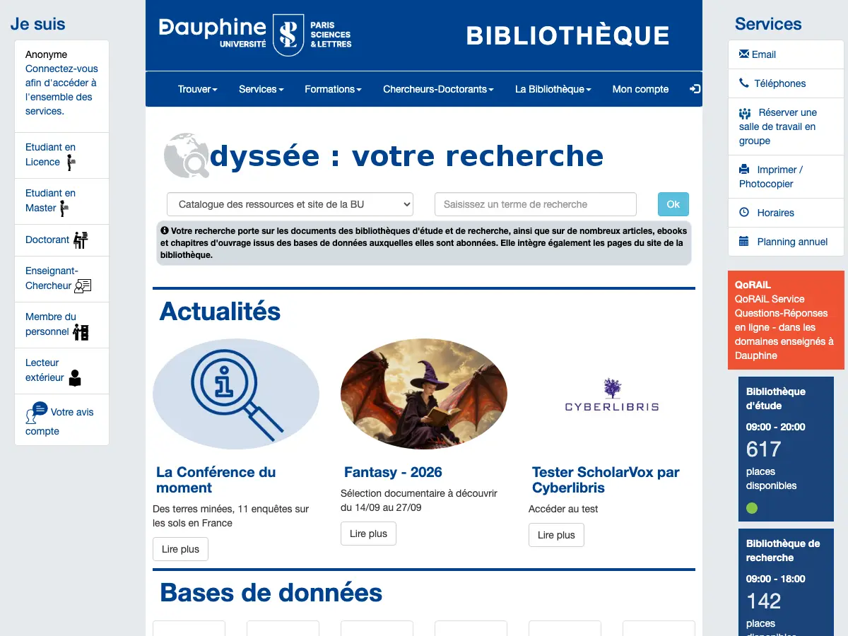 Bibliothèque de l'Université Paris Dauphine - PSL's website