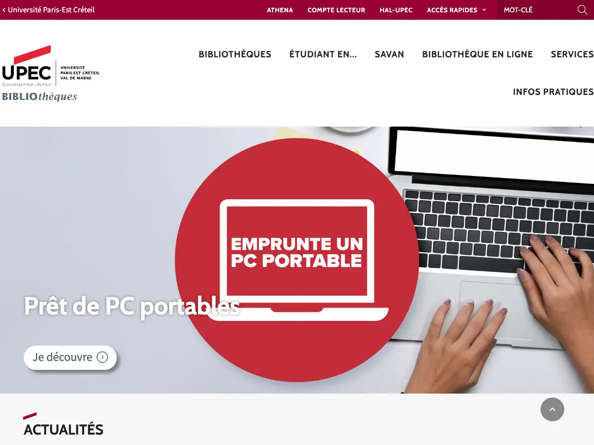 UPEC Bibliothèque de droit's website