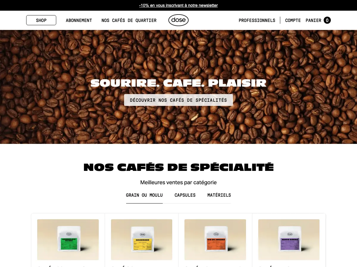 Café Dose Paris's website