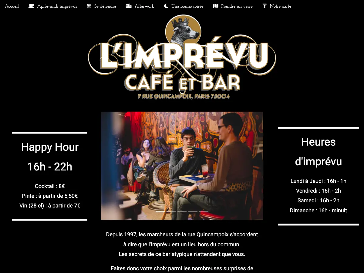 L'Imprévu Café's website