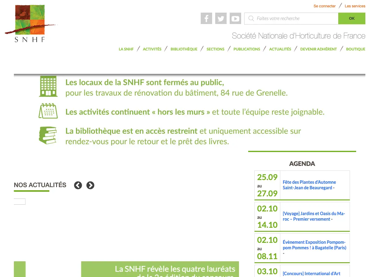 Bibliothèque SNHF - Société nationale d'horticulture de France's website