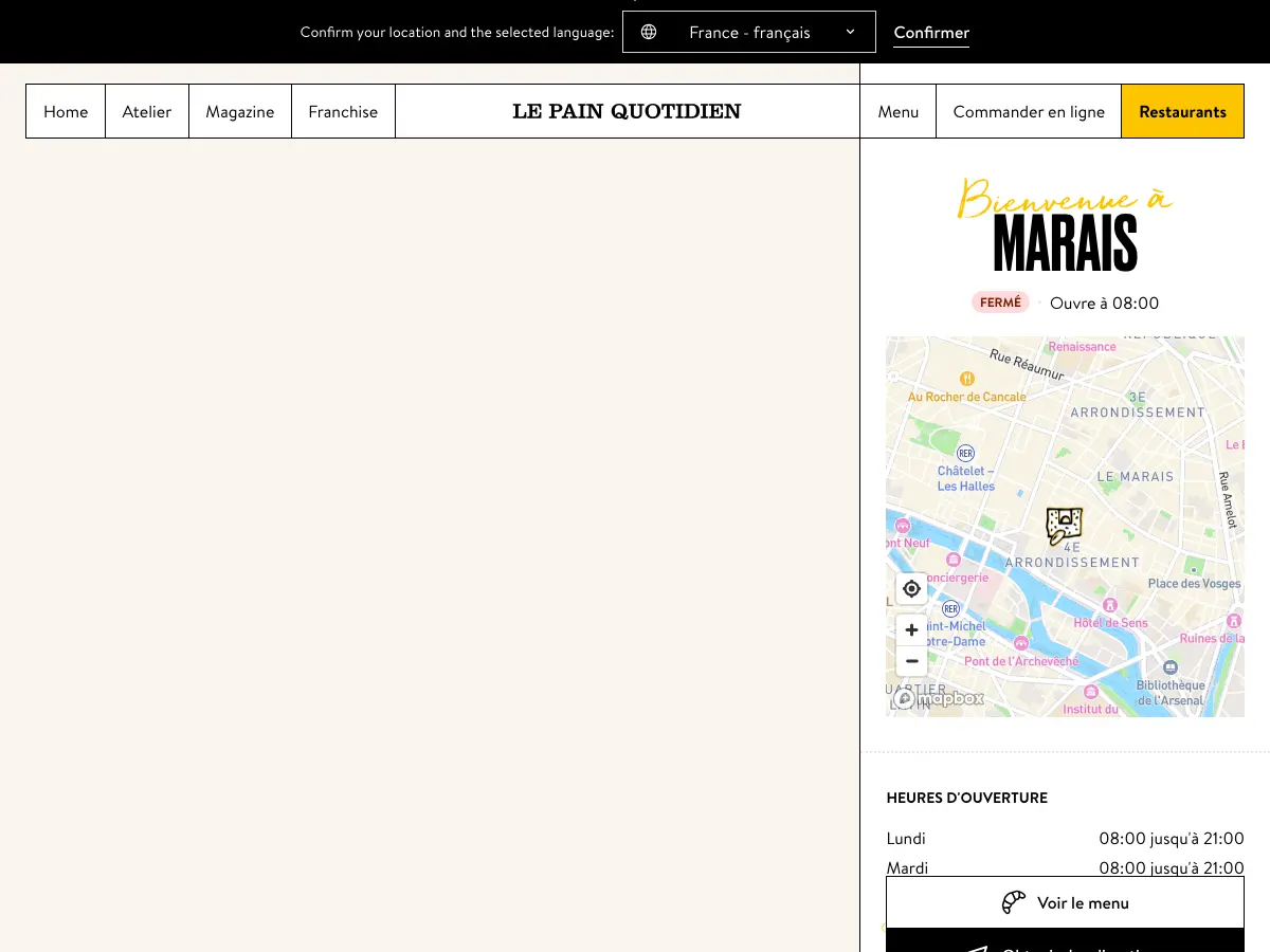 Le Pain Quotidien's website