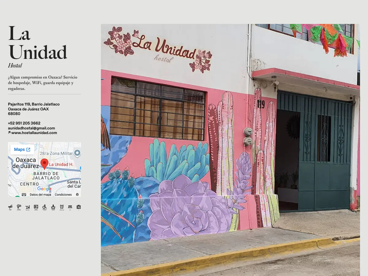 La Unidad Hostal's website