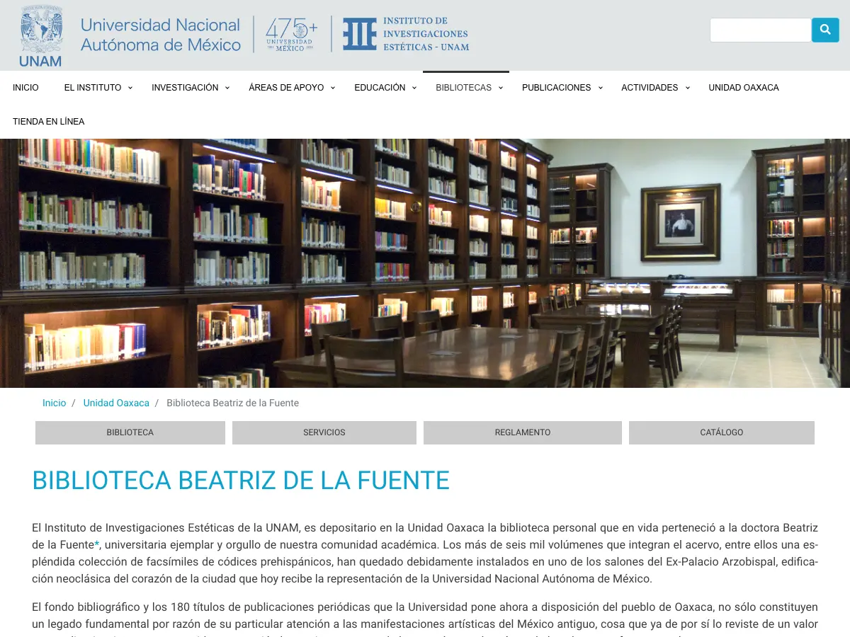 Biblioteca Beatriz de la Fuente's website