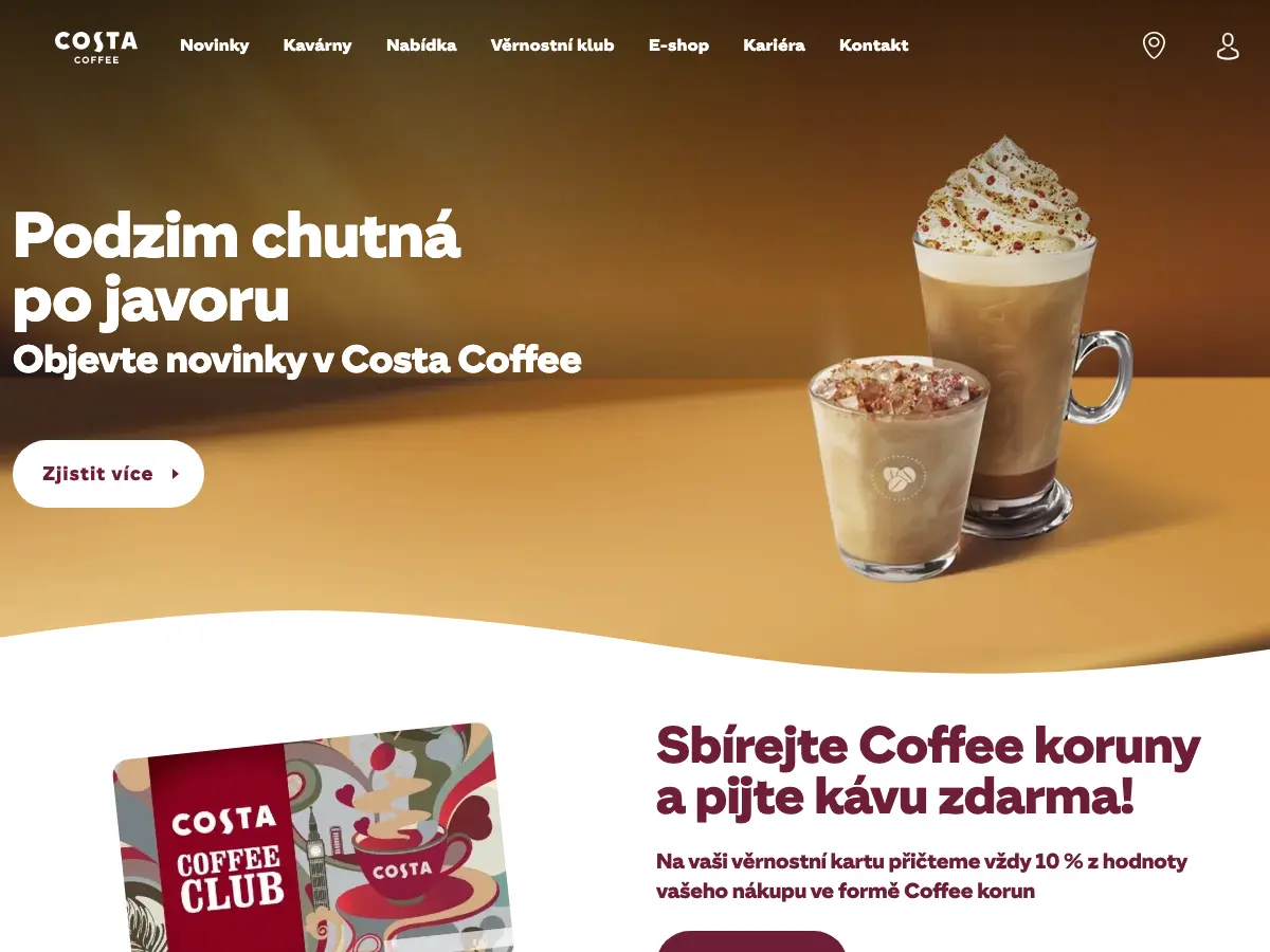 Costa Coffee's website