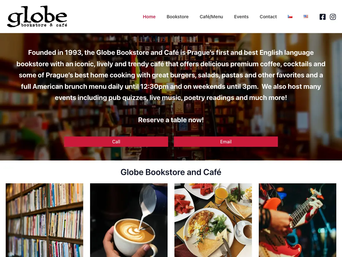 Globe Bookstore & Café's website
