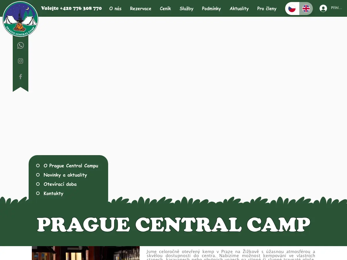 Prague Central Camp's website
