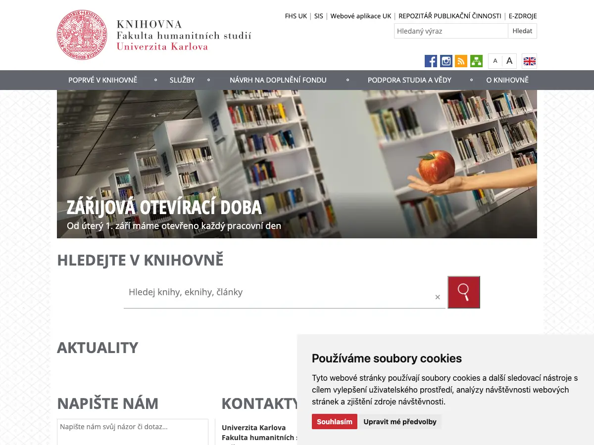 Knihovna Fhs V Kostce's website