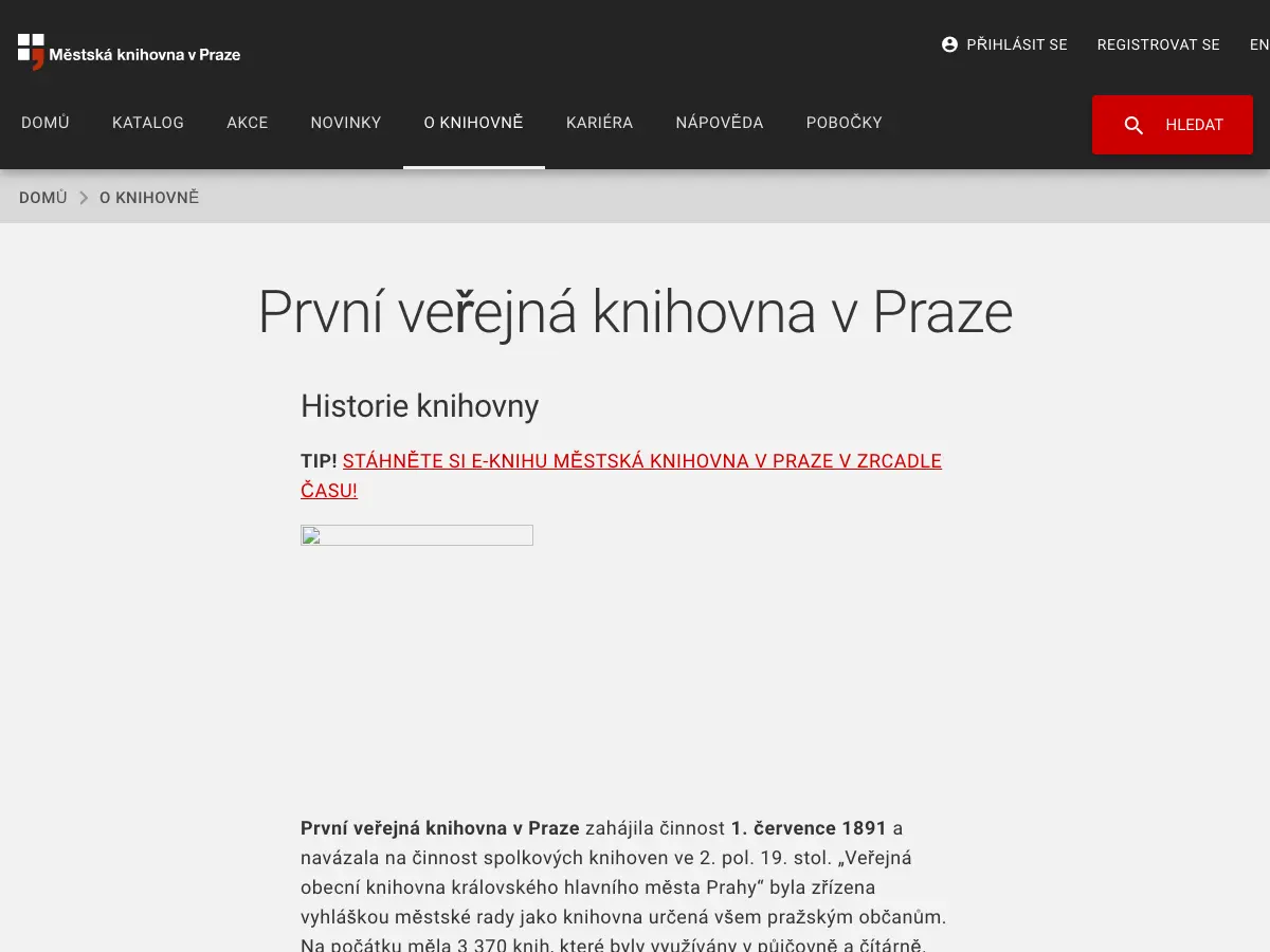 Městská knihovna v Praze - pobočka Novodvorská's website