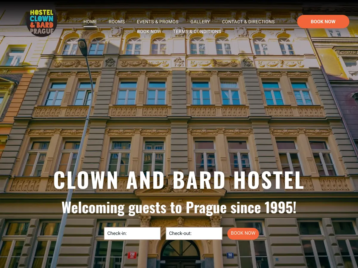 Clown & Bard Hostel's website
