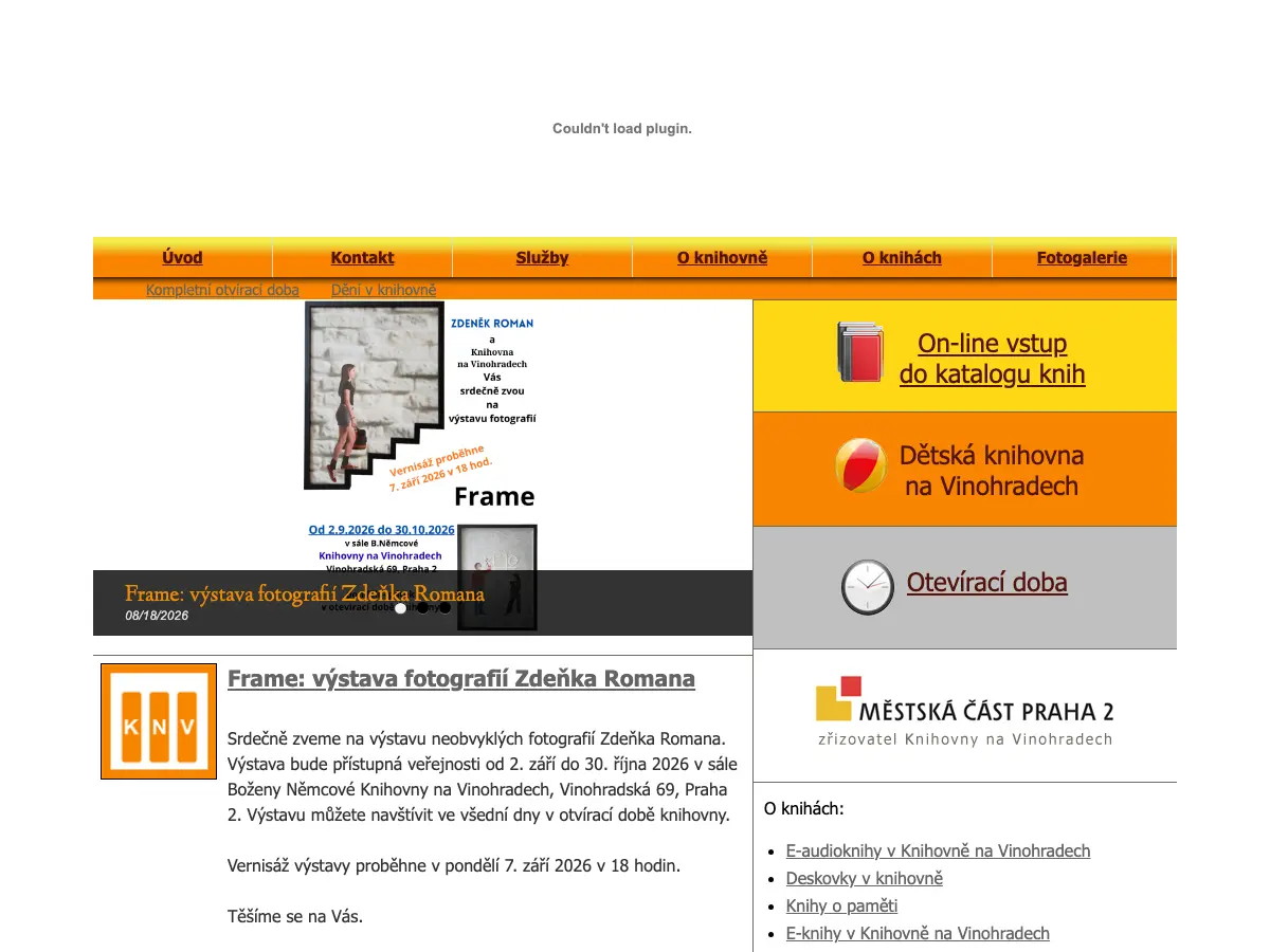 Knihovna Na Vinohradech's website