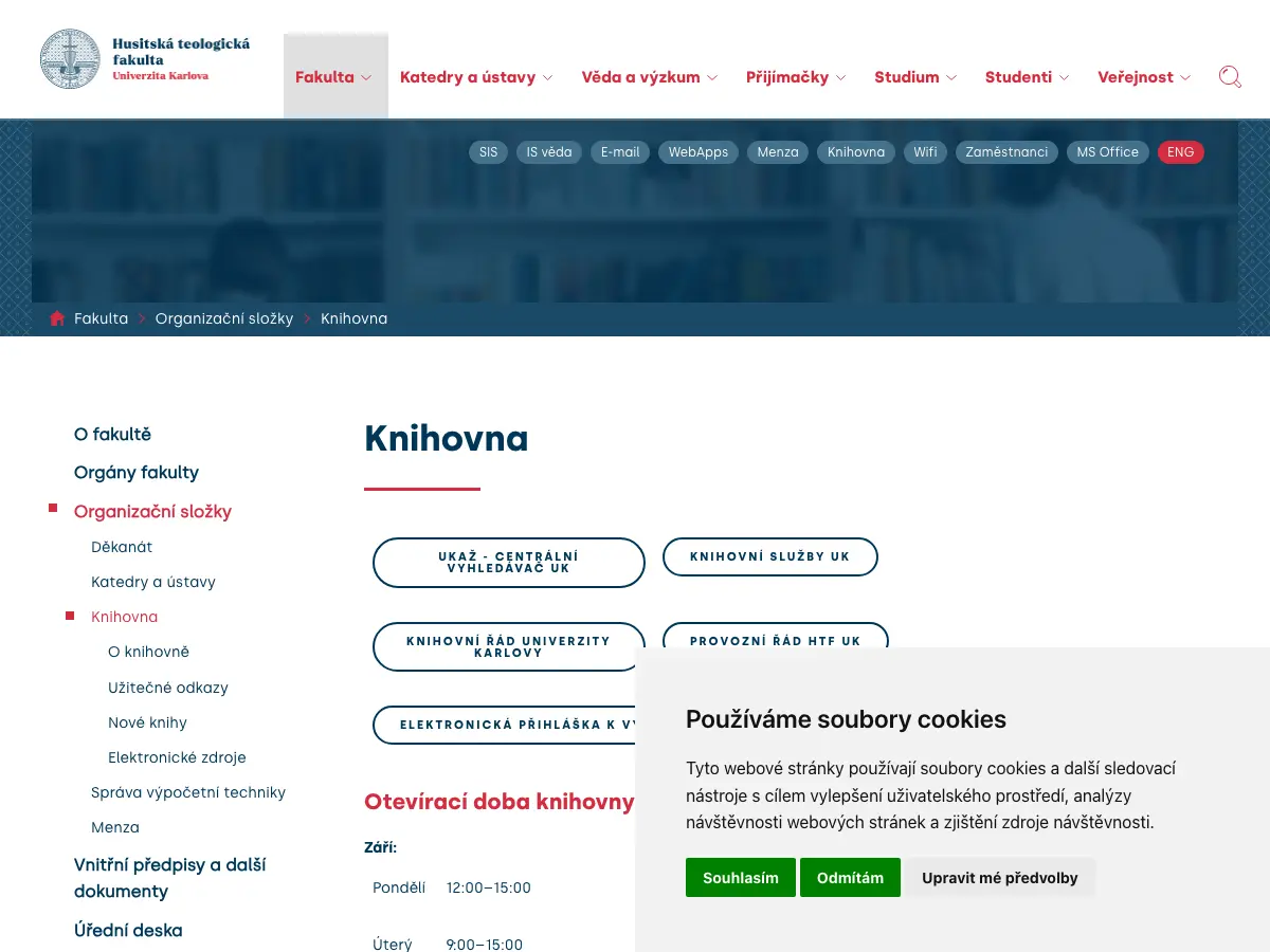 Knihovna Husitské teologické fakulty's website