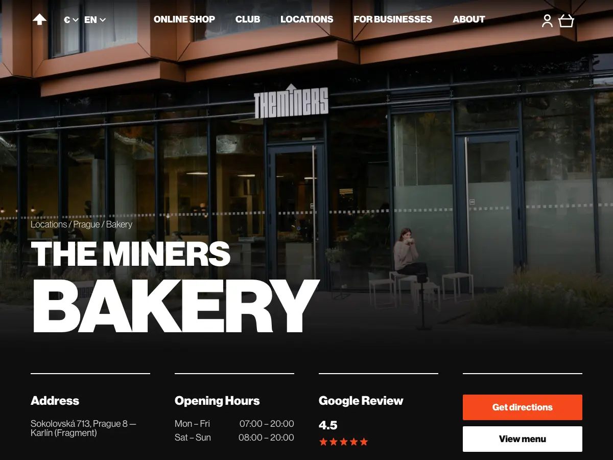 The Miners Bakery's website