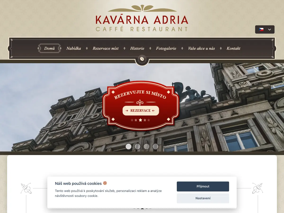 Kavárna Adria's website