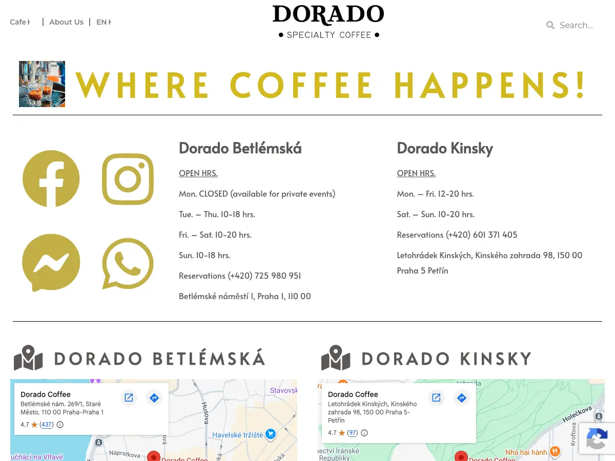 Dorado Coffee's website
