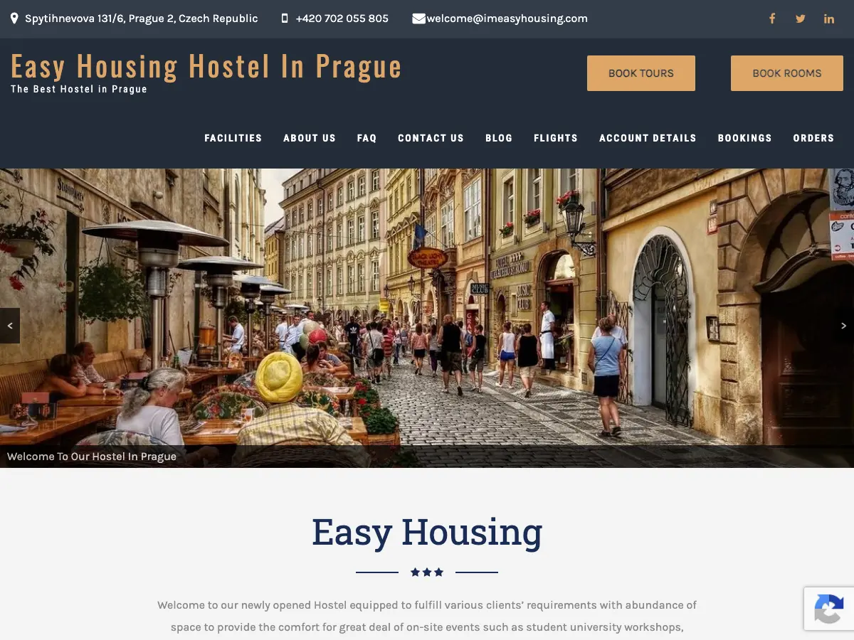 Easy Housing Hostel's website