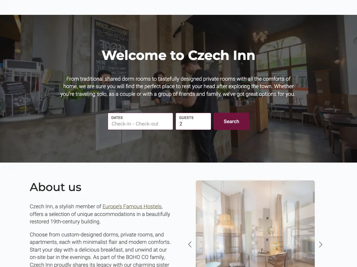 Czech Inn, Prague's website