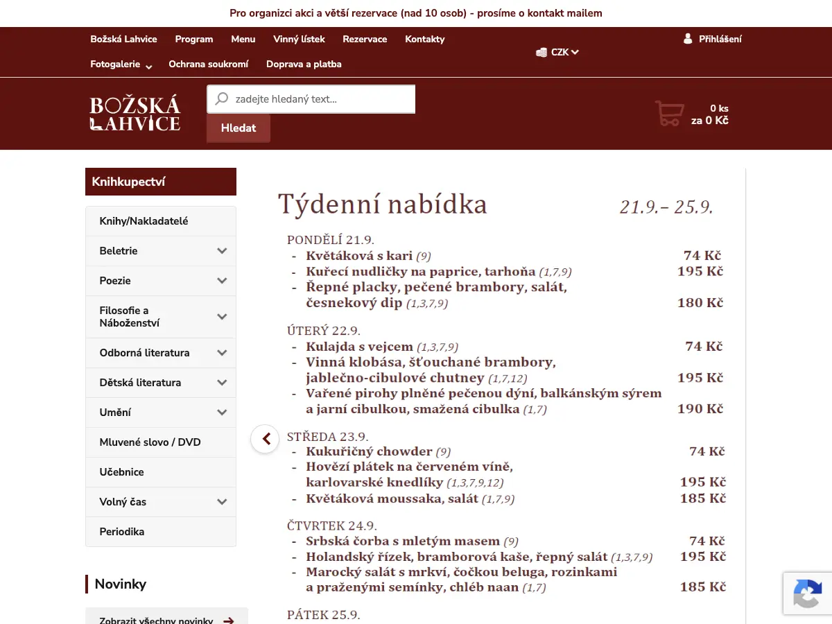 Božská Lahvice's website