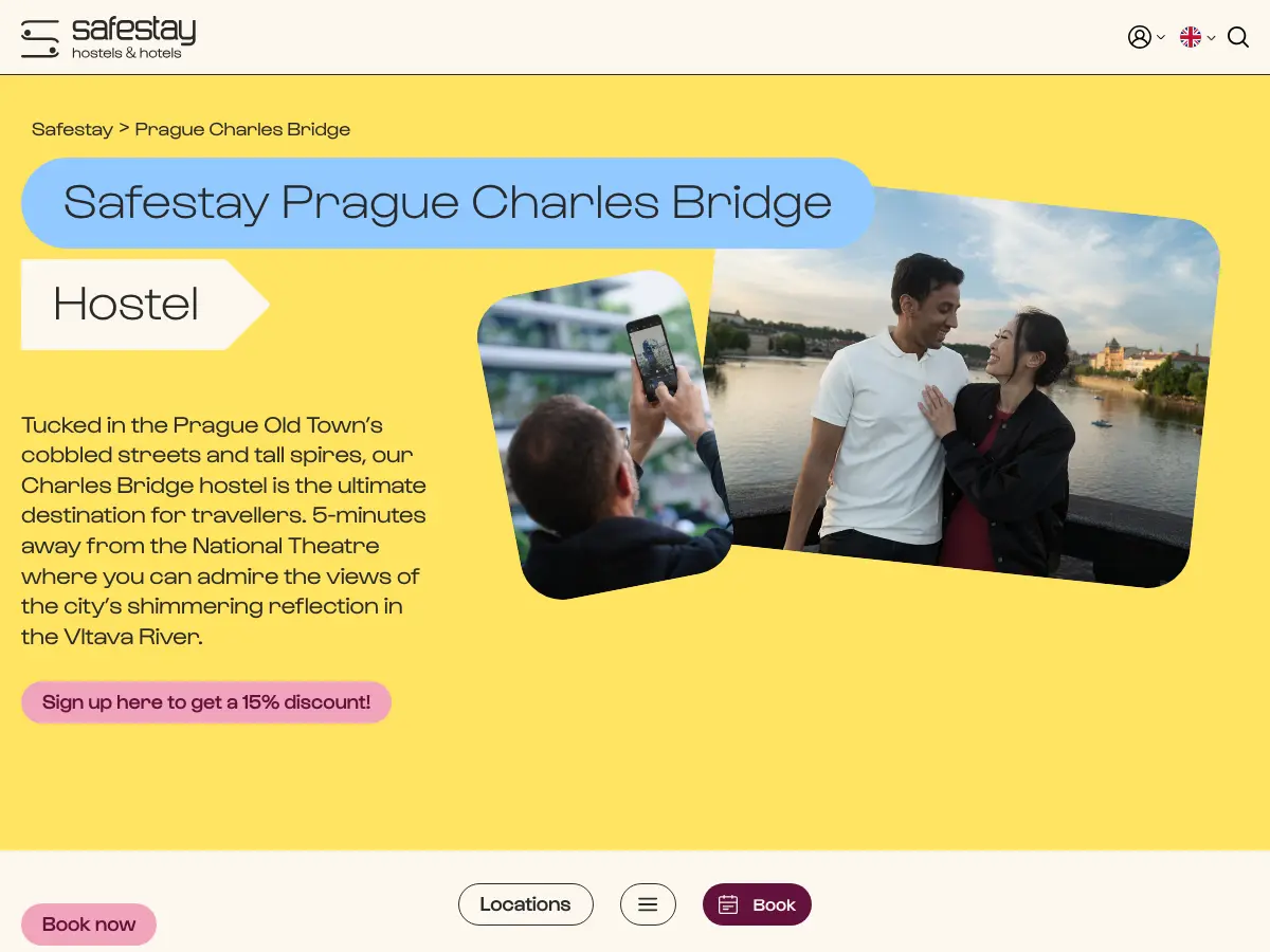Safestay Prague Charles Bridge's website