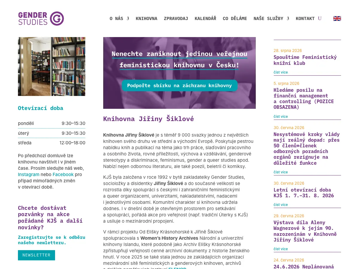 Knihovna Jiřiny Šiklové's website