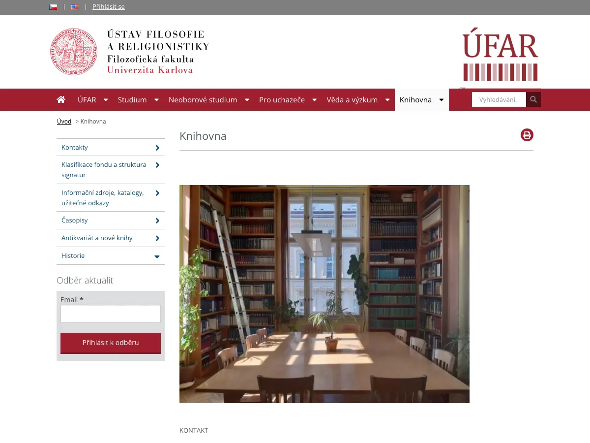 Knihovna Ústavu filosofie a religionistiky's website