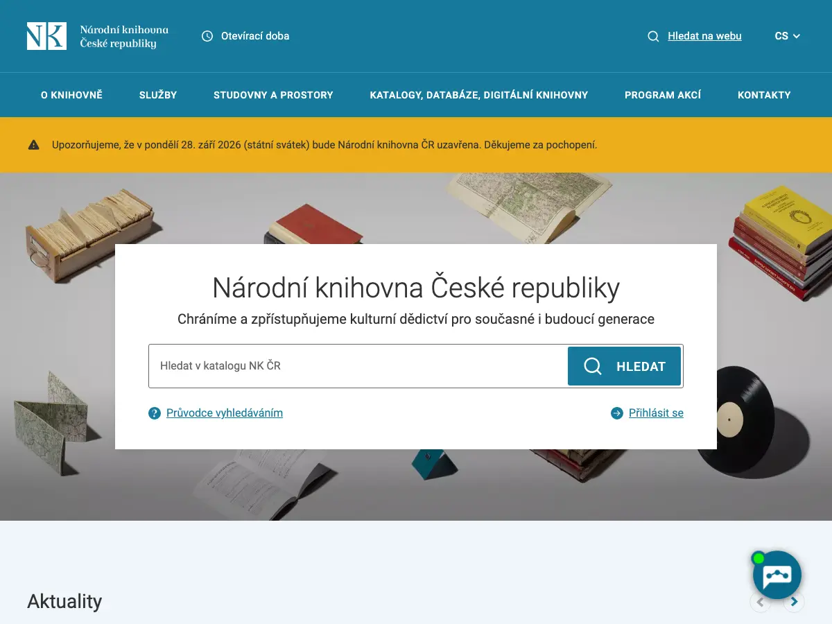 Národní Knihovna's website