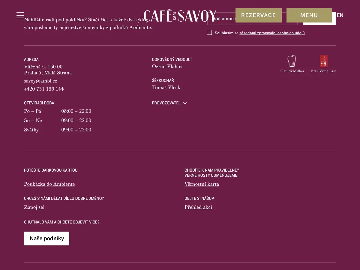 Café Savoy's website