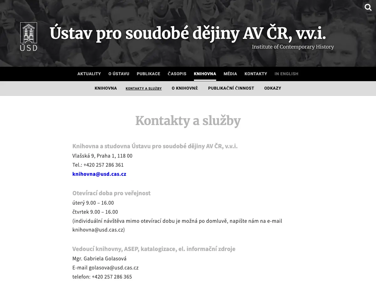 Knihovna ústavu pro soudobé dějiny's website