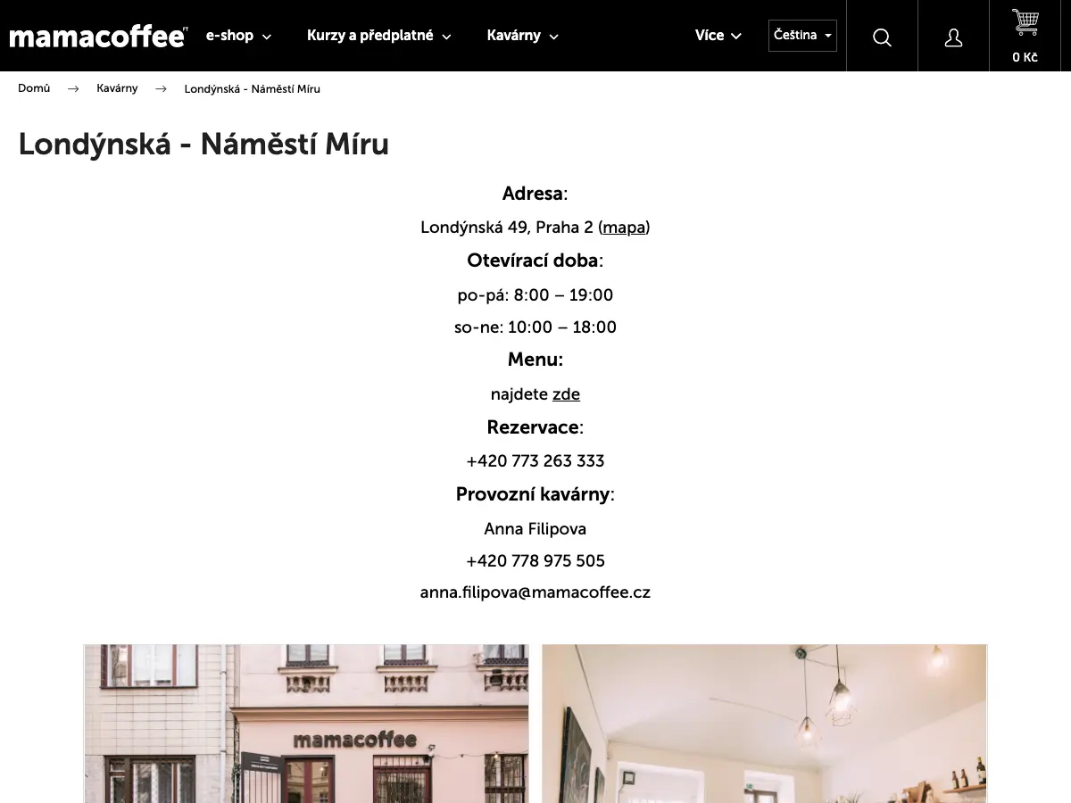 mamacoffee Londýnská's website