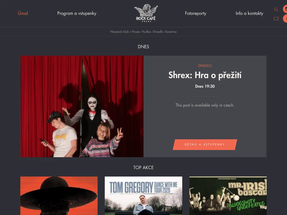 Rock Café's website