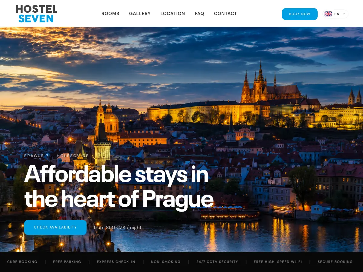 Hostel Seven Prague's website