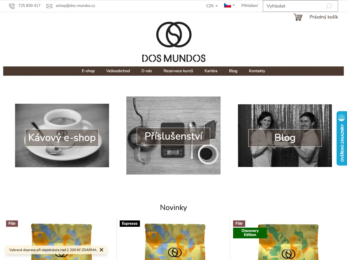 Dos Mundos Coffee Roastery's website